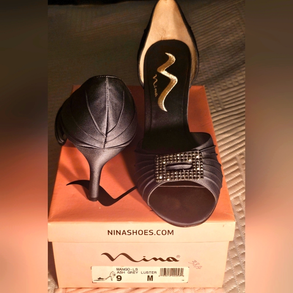 Nina Ash Gray - Satin Heels